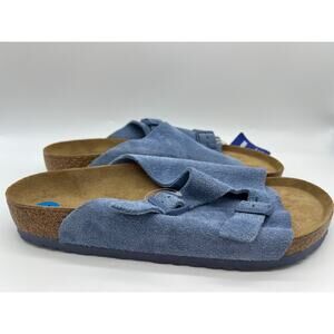Birkenstock Zurich Sandals Suede Elemental Blue Buckle Mule Men Size 10 NWT